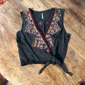 Free People Embroidered Crop Top